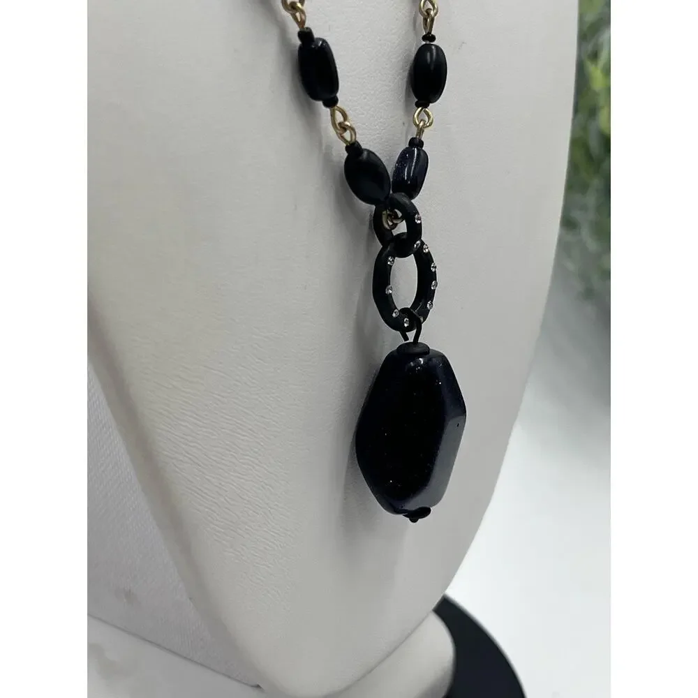 Sigrid Olsen Signed Dark Blue Glittery Stone Fashion‎ Statement Necklace
